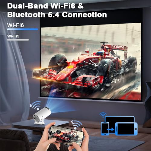 Portable Projector with 5W Audio Speaker,4K Support,180 Degree Rotation,Wi-Fi 6 and Bluetooth, Auto Vertical Keystone Compatible with HDMI/TV Stick/iPhone/Laptop(white-02) - image 4