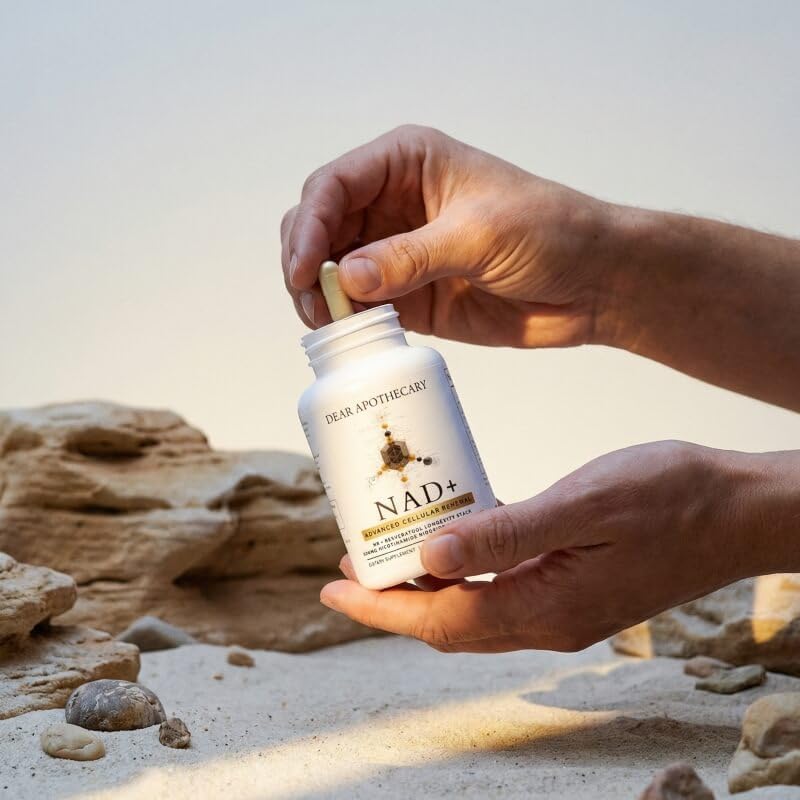 Miniatura 5 de Dear Apothecary Fórmula de longevidad NAD+ - 500 mg de ribósido de nicotinamida con trans-resveratrol y quercetina - Apoya la energía celular, el