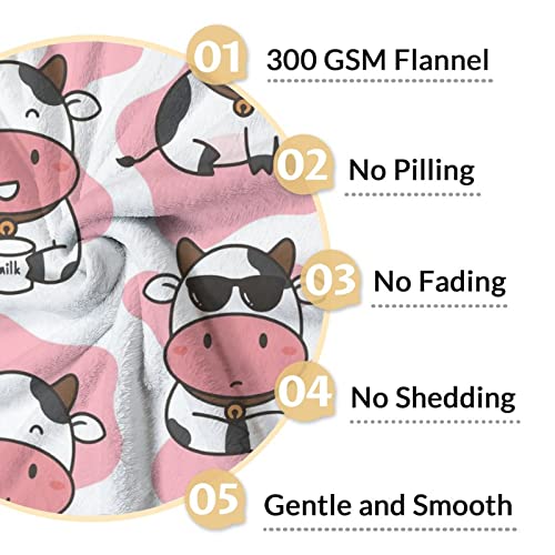 Cow Blanket Gifts - 50"x60" Cute Throw for Women, Girls - Pink Soft Fuzzy Blankets for Bed, Couch & Living Room