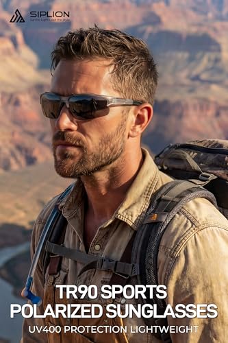 Image of SIPLION Polarized Sunglasses Men Sports: UV400 Protection Anti-Slip Wrap-Around TR90 Frame for Driving Fishing Golf Running