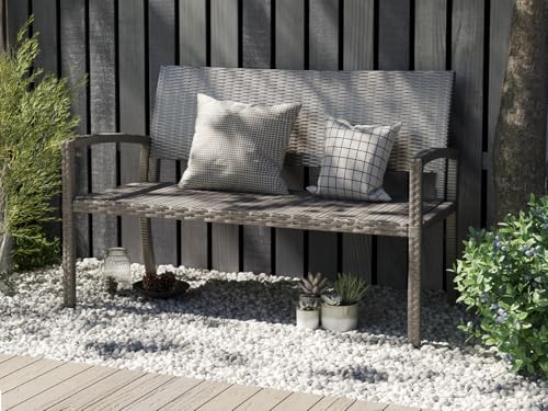 UDPATIO Polyrattan Beistelltisch mit Deckel,Storage Gartentisch,Balkontisch Wetterfest for Kleiner Balkon,Terrasse,Garten,53x53x50CM,Grau