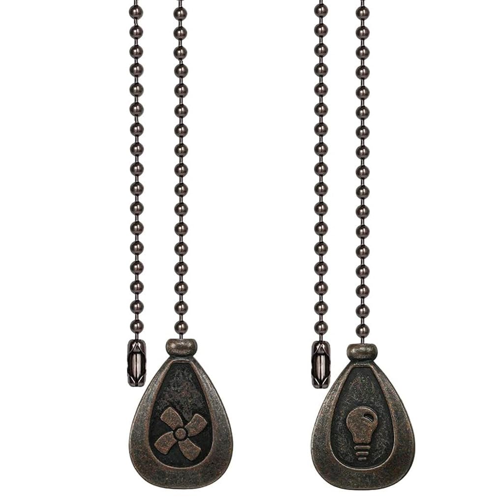Vinaco 2 Pcs 12" Bronze Ceiling Fan Pull Chain Extension Adjustable Length