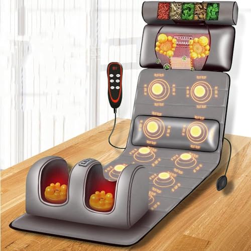 Tapis de massage Shiatsu – Coussin chauffant pour tout le corps avec 10 nœuds vibrants, oreiller cervical réglable et chaleur lombaire, enregistré par la FDA pour soulager les douleurs du dos, du cou