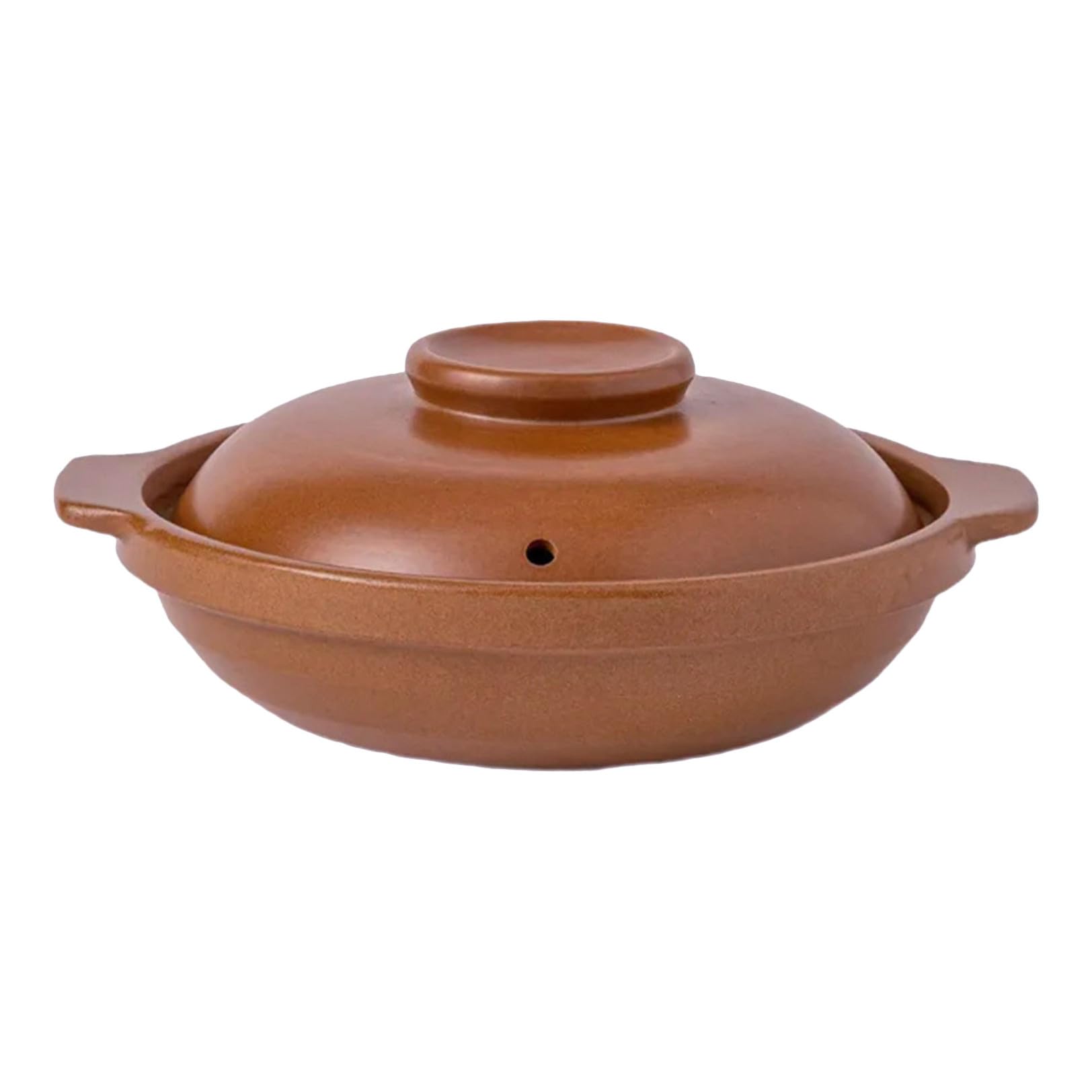 Olla de Barro con Tapa 1, 3 L de Arcilla Marrón para Cocina