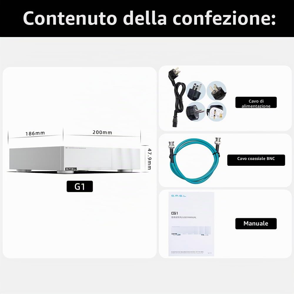 SMSL G1 First External Master Clock 10 MHz Digital Audio Oscillatore a Cristallo Preciso, Unità multicanale, per lettore CD/Media Player/DAC, indipendente dalla temperatura costante, per sistemi audio