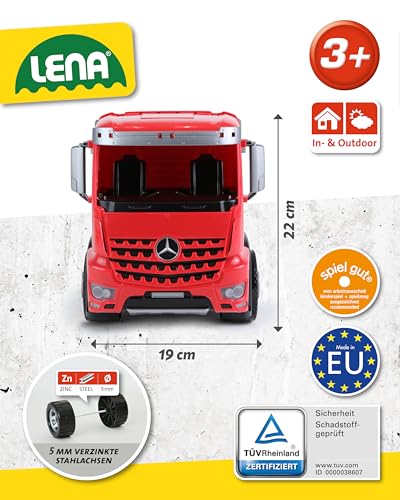 Lena 04610 - Worxx Muldenkipper Mercedes Benz Arocs, ca. 45 cm, Baustellen Spielfahrzeug für Kinder ab 3 Jahre, robuster Kipper LKW mit verriegelbarer Kippmulde und beweglicher Heckklappe