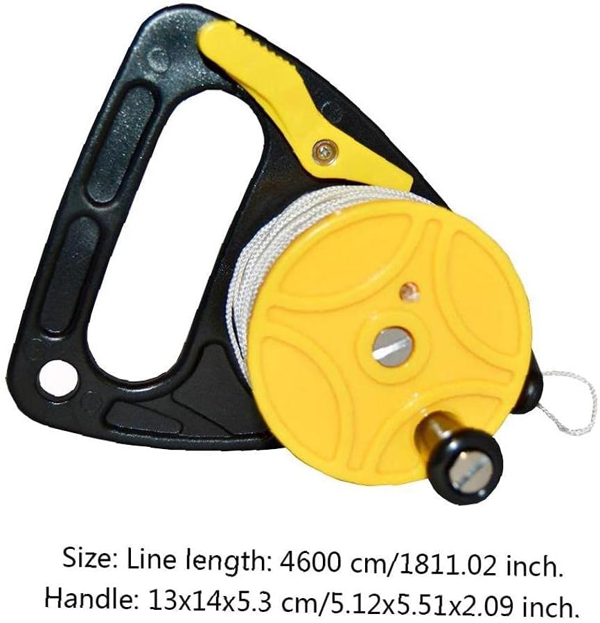 NIDONE Fishing Line Winder Spooler Fishing Line Fishing Line Spooler Machine Dive Reel with Thumb Stopper High Visibility 150ft White Line Multi Purpose for Cave and Wreck Exploration