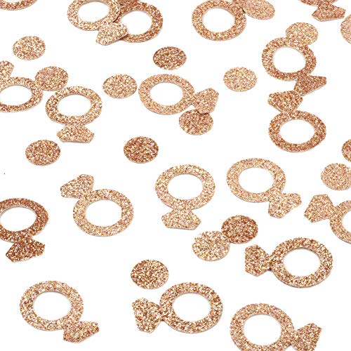 Andaz Press Real Glitter Confetti Rose Gold Glitter Diamond Ring, Paper Party Confetti 100-Pack, Proposal Ideas, Table Scatter, Bridal Shower, Bachelorette Hen Party Decor, Miss to Mrs.