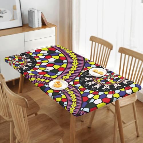 Nappe rectangulaire bohème colorée élastique contre le vent table - 2