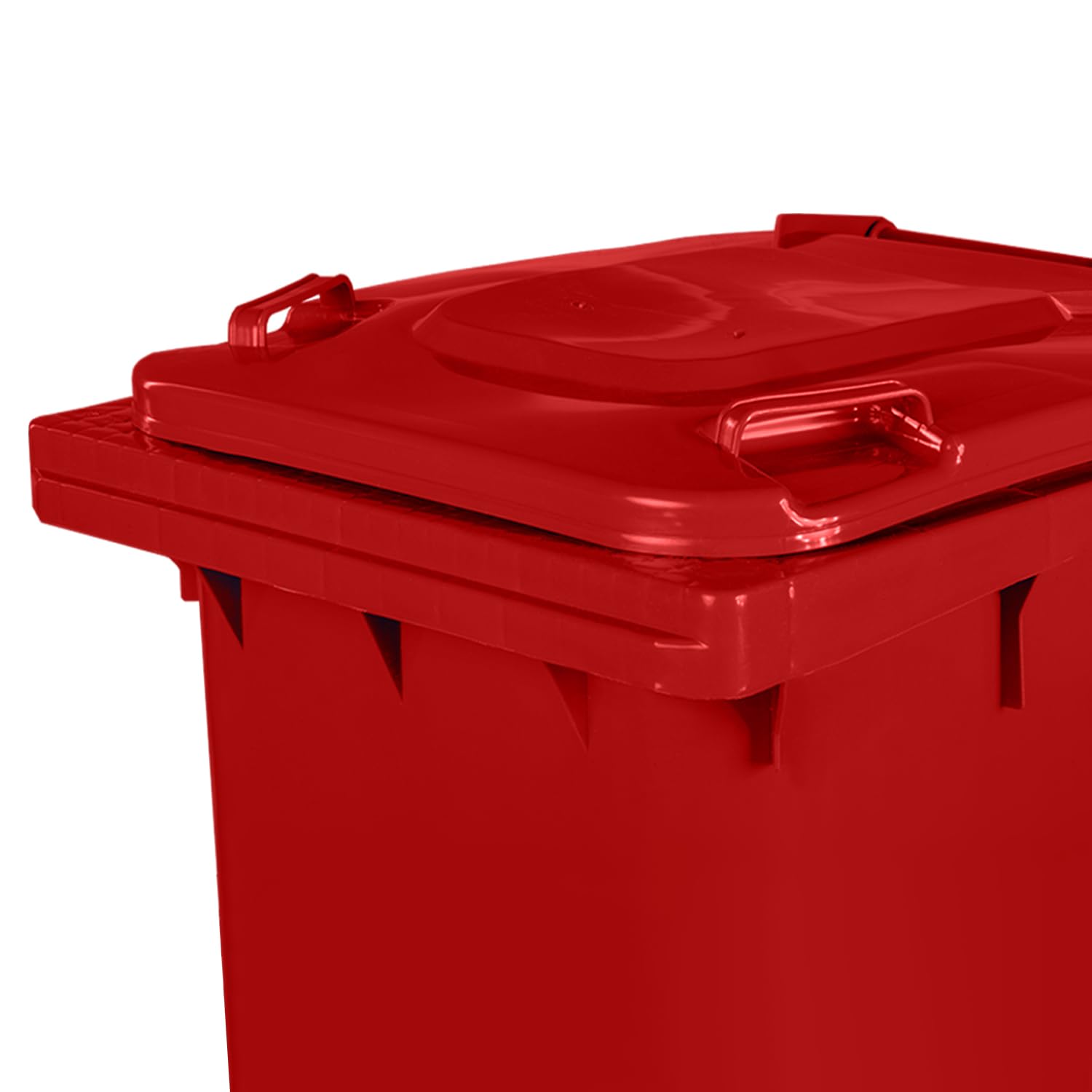Juego de 3 cubos de basura para basura PN-EN 840, de 240 litros, con ruedas, sistema de enganche para extracción mecánica, de plástico, negro, amarillo, azul
