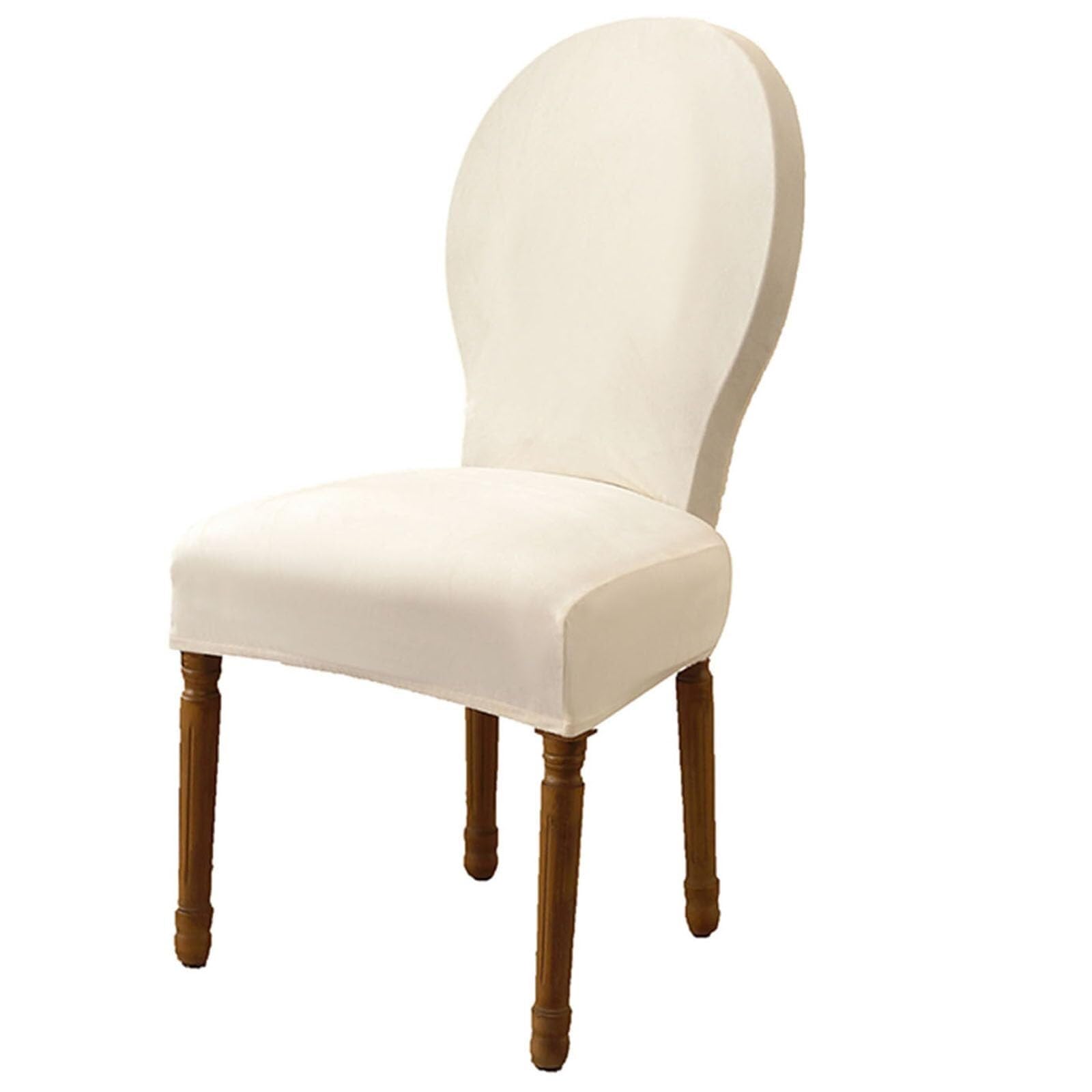 NMVAWIPT Round Back Dining Chair Slipcovers, Velvet French Country Style With Elastic Bottom, Stretch Pet-Friendly Covers(21#,2 PCS)