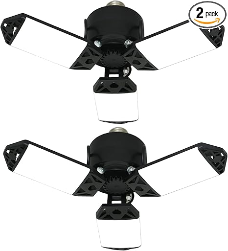 2Pack 80W LED Garage Light 8000 Lumen Ceiling Lights with 3 Adjustable Panels.