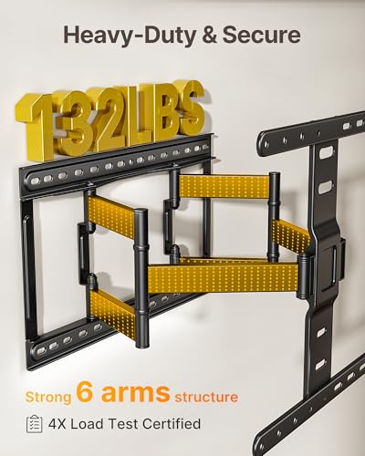 Image of monTEK 1.1 inch Ultra Slim TV Wall Mount for 37-75 Inch TVs, 132lbs Heavy Duty, 4X Weight Tested, Full Motion Articulating Bracket, Max VESA 400x400mm, Fits 16 /18 inch Studs