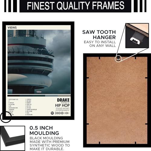 Image of BLINKART Drake - Views Wall Photo Frames | Wall Art for Bedroom, Living Room, Studio or Office | Album Cover Print with Spotify Song Link QR Code | Gift for Fans - 8x12 In