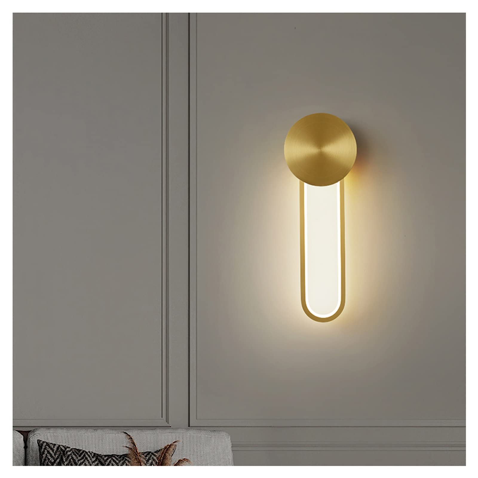 HXYSXHJUO Indoor Wall Lamp Nordic Copper Bedroom Bedside Modern Minimalist Creative Living Room Background Aisle Light Luxury Sconce
