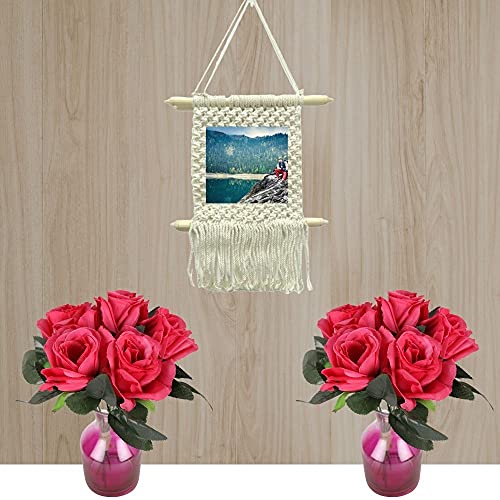 Image of Macrame Photo Frames For Wall Hanging, Boho Decor, Pictures Organizer With Handmade Woven Cotton Rope For Bedroom Bathroom Living Room, Natural