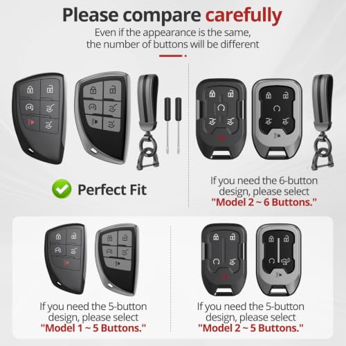 Image of For Chevy /GMC Key Fob Cover Accessories, Matte TPU Material, With a Cute Leather Keychain, for Silverado Sierra Tahoe Suburban Equinox Traverse Yukon Denali Terrain Acadia