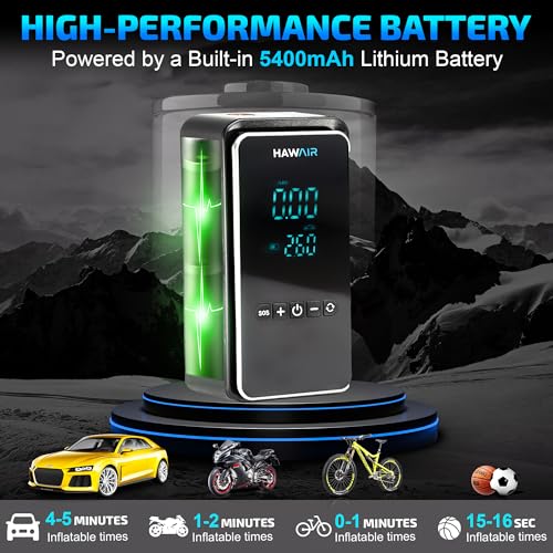Hawair Portable Air Pump Model 010 for Inflatables - Tire and Ball Pump, Cordless/Corded Dual Use - Inflator for Pool Floats, Air Mattress, 5400MAh by HAWAIR - Used condition - Image 3