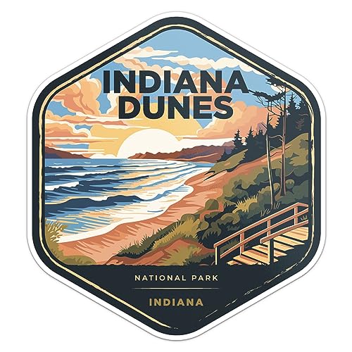 Indiana Dunes National Park Sticker - Waterproof Vinyl Decal for Car Bumper, Laptop, Water Bottle, Wall, and Window, Size - 3'' Longer Side