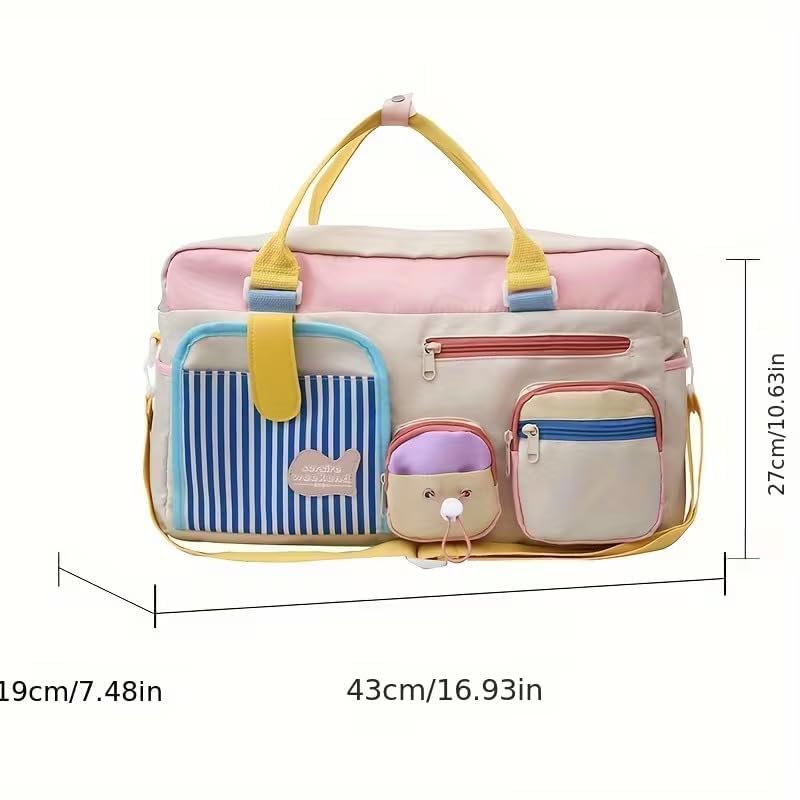 Image of Travel Duffle Bag for Women & Men | Colourblock Weekender Overnight Carry Tote | Large Capacity Waterproof Foldable Flight Luggage Organizer for Gym Sports Fitness & Outdoor Activities