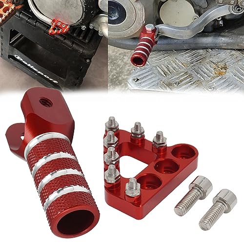 JFG RACING Pedal Freno Trasero Moto + Pedal Palanca Cambios Moto CNC para 125-530 SX EXC XCF XC XCW SXF SMR-Rojo