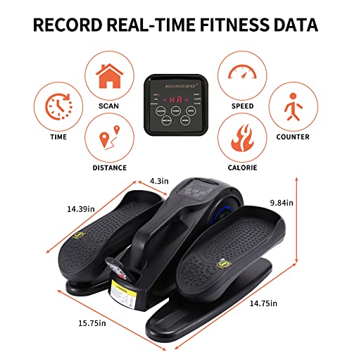 Rollingsurfer Under Desk Elliptical Machine, Adjustable Speeds Elliptical Trainer with Non-Slip Pedal Exerciser and LCD Monitor, Leg Recovery and Therapy for Seniors and Adults