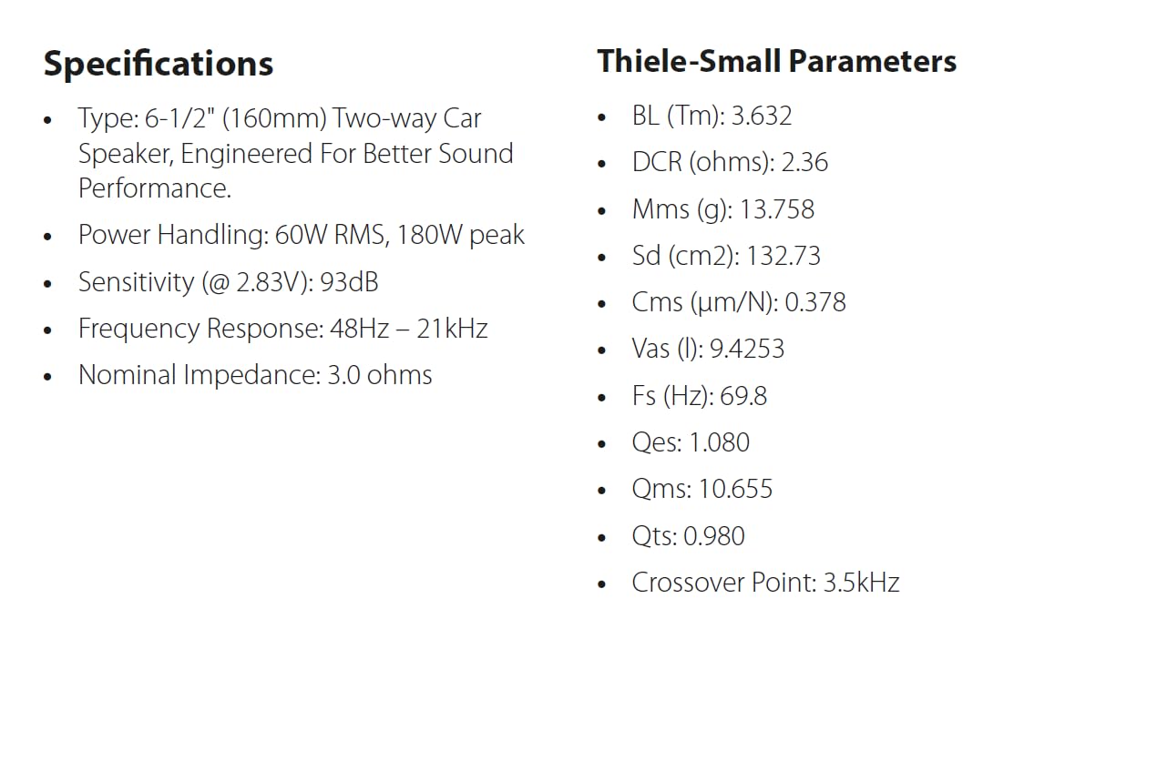 JBL Altavoz Club 64 Gen 3 - Altavoces Coche 16.5 cm de Harman Kardon para una Actualización Superior de Parlantes - 180 W Máx, Alta Sensibilidad, Graves Intensos y Magnífica Respuesta en Agudos