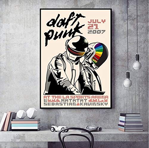 Affiches et impressions Daft Punk Rock groupe de musique toile affiche Art mural et Art toile peinture imprime photo murale pour la décoration de la chambre 50X70Cm sans cadre poster（K202）
