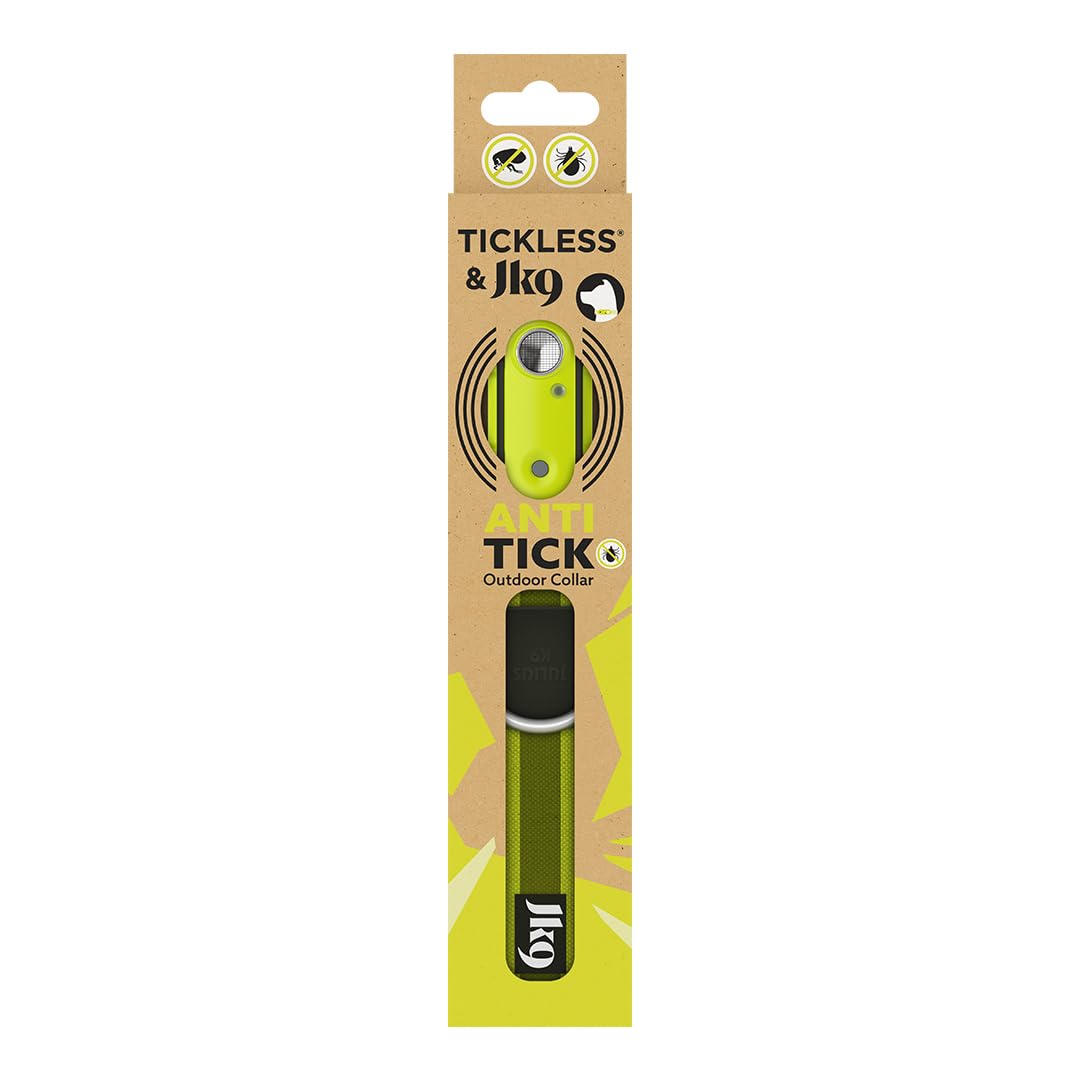 Tickless & JK9 Collar Repelente de Pulgas y Garrapatas Ultrasonico - Amarillo Neón