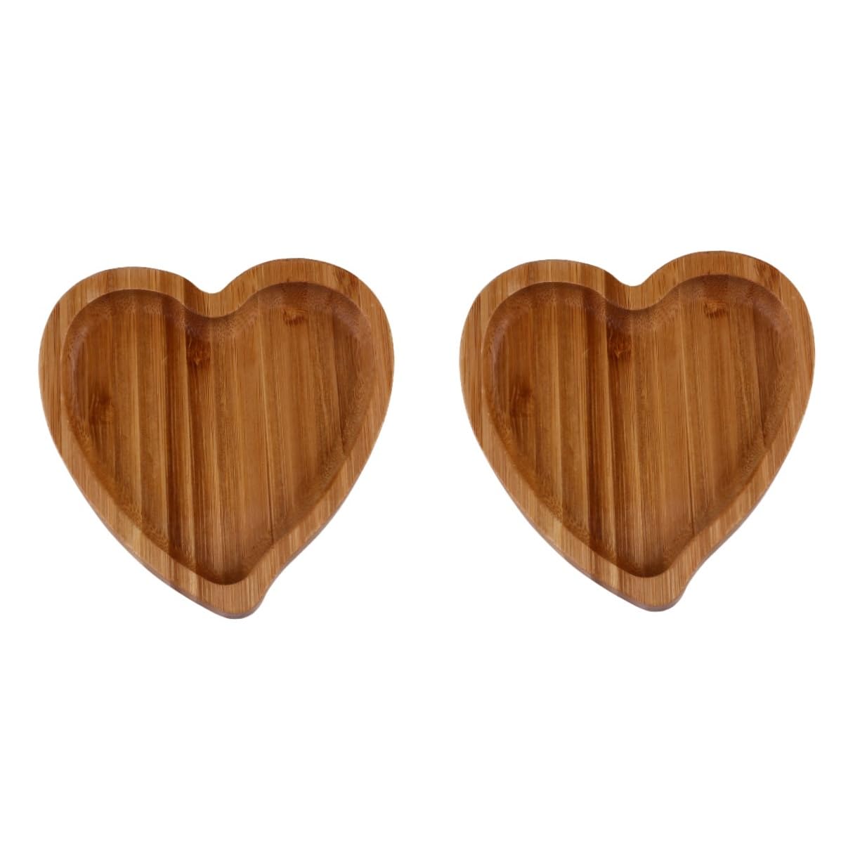 Cabilock 2 Pcs Love Bamboo Tray Breakfast Snacks Hawaiian Table Decorations Fruit Decor Heart Plate Woodcraft Heart Shaped Plates Heart Shaped Wood Tray Heart Shaped Dish Jewelry Dish Tray