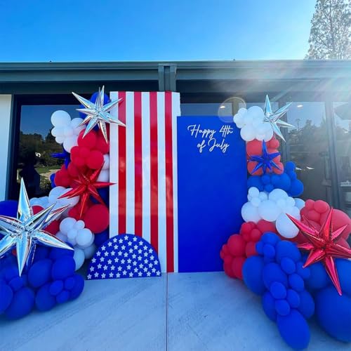 Image of 173PCS Red White and Blue Balloons Garland Arch Kit, 18 12 10 5 Inch Red White Blue Balloons for Independence Day Graduation Birthday Party Decorations