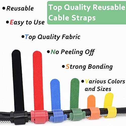 80pcs Cable Ties Reusable Multicolor Wire Ties Cable Management Cord Ties Reusable for Electronics Hook and Loop Cable Ties for Computer 4 6 8 Inch with 6 Color - image 5