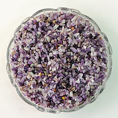 Image of Certified Amethyst Crystal Chips 250 GM with Authenticity Certificate | Natural Purple Quartz Decorative Stone Chips for Pooja Room, Meditation, Vastu, Resin Art, Crafts & Aquarium Decor