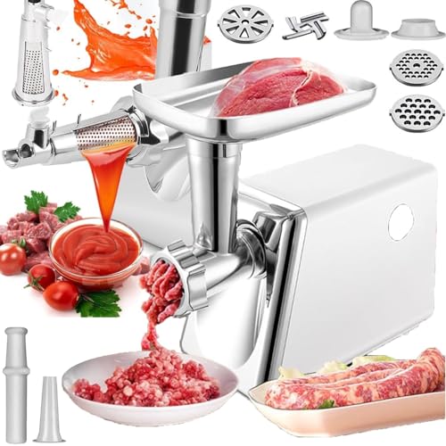 電動トマトストレーナー 多機能肉挽き機 食品粉砕機 ソーセージ&クベセット付き 3 つの粉砕プレート 洗浄と取り付けが容易 家庭のキッチンに適した