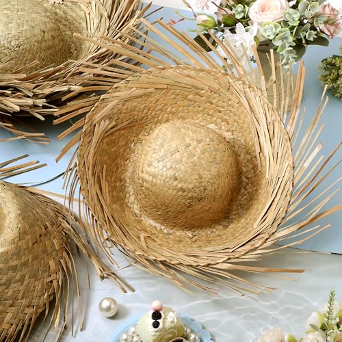 Image of Aneco Hawaii Straw Hats Adults Straw Luau Hats Beachcomber Hat Puerto Rico Pava Hat Scarecrow Costume Accessory