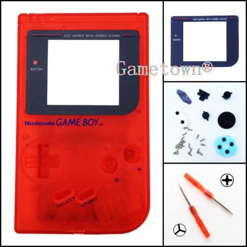 New Full Housing Shell Cover Case Pack with Screwdriver for Gameboy Classic/Original GB DMG-01 Repair Part-Clear Red