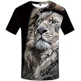 KYKU Lion Tshirt Men Size S-XXXL 3D T Shirt Animal T-Shirts for Mens Clothing (Large)
