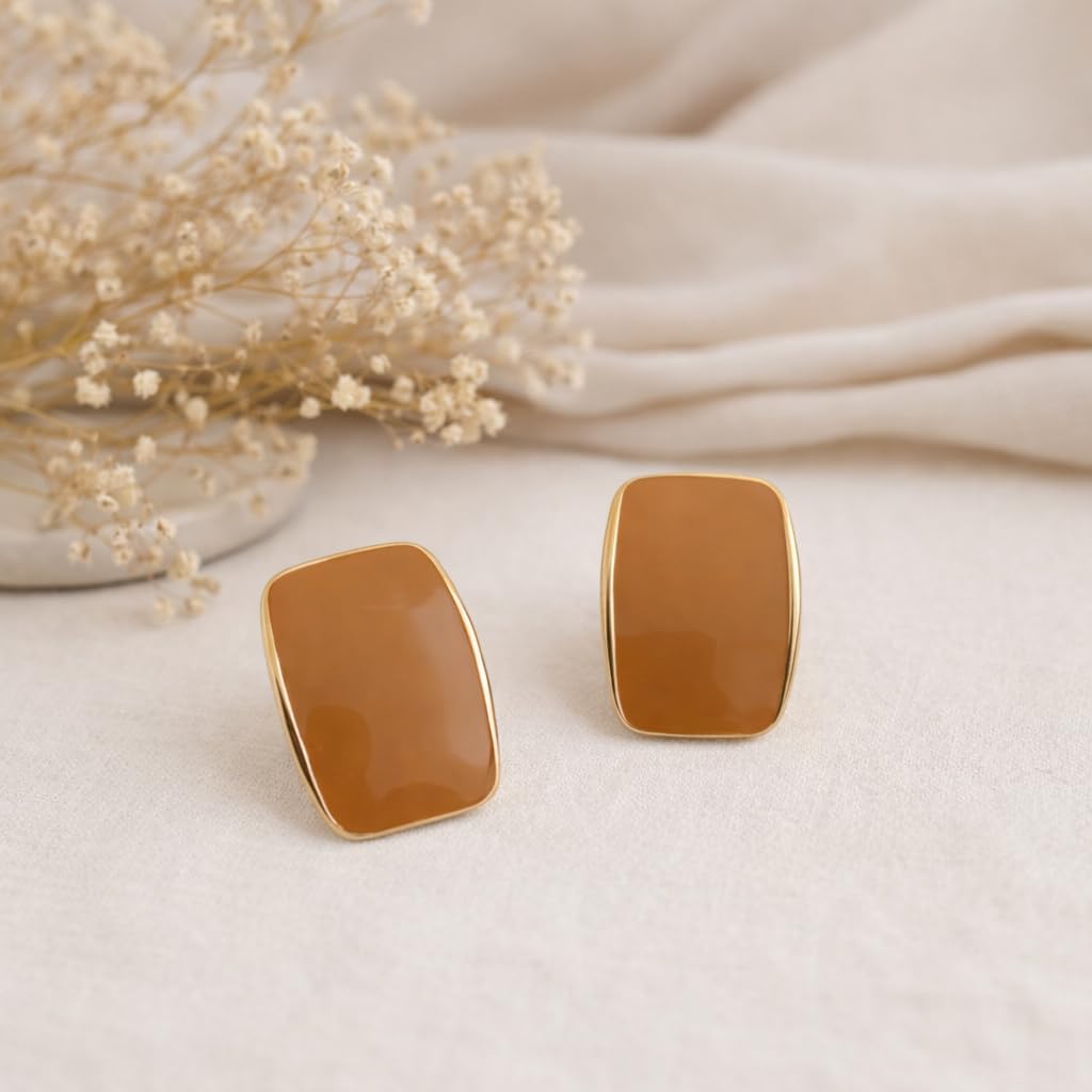 Symvikio 14K Gold Plated Square Clip On Earrings for Women,Geometric Hypoallergenic Non Pierced Ear Clips Stud Earring Jewelry Gift