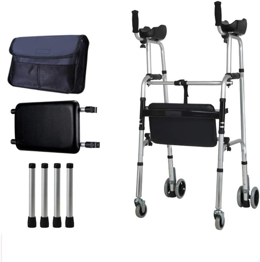 折りたたみ式歩行器 折りたたみ式四輪歩行器 歩行器 軽量ポータブルトイレ 高齢者用安全フレーム 思慮深い(