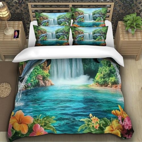 Housse de couette dauphin 3D hypoallergénique pour un sommeil sain