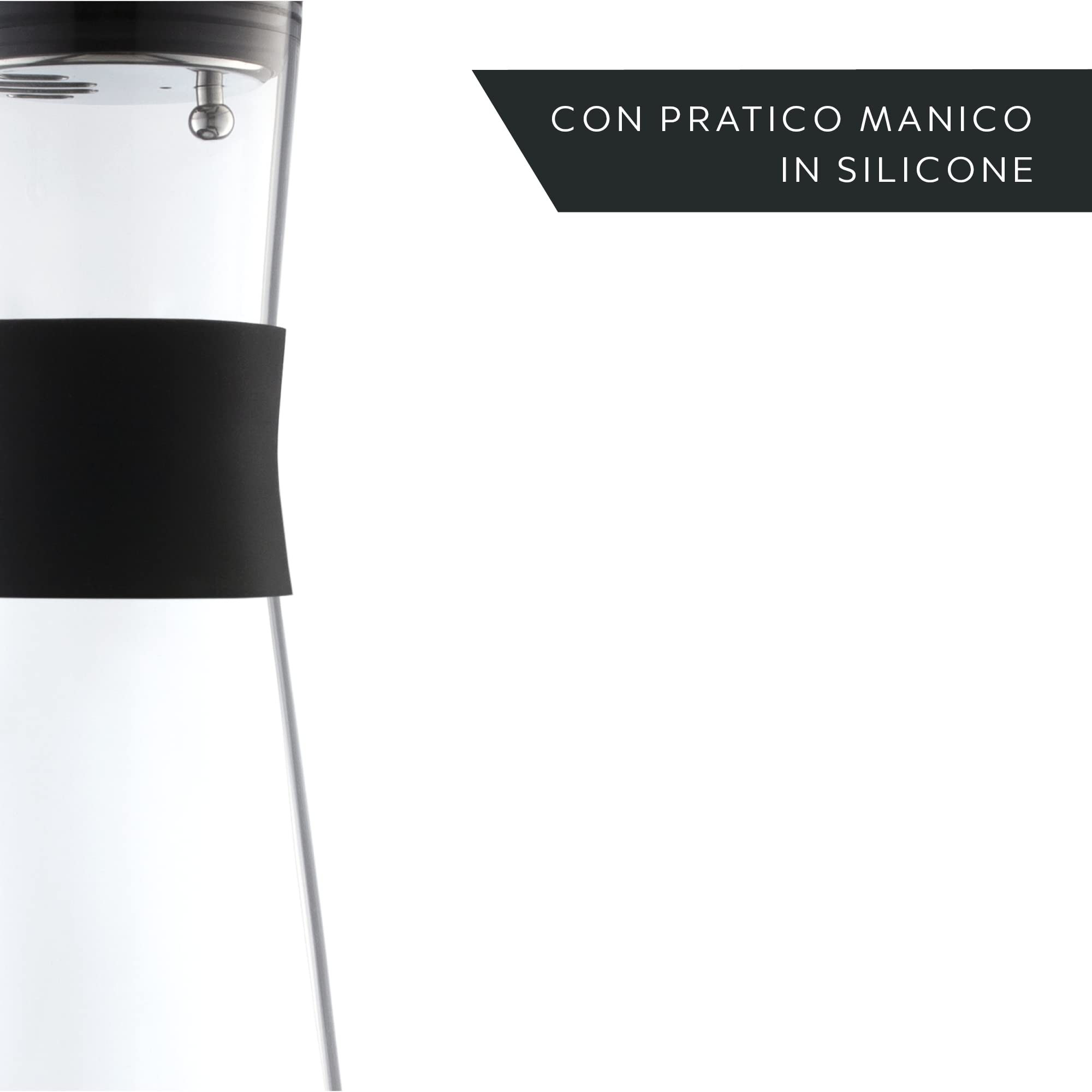 HEYNNA® Bottiglia Vetro con Tappo in Acciaio Inossidabile di Alta Qualità – Bottiglia Acqua con Pratica Impugnatura – Bottiglia Vetro 1 Litro in Vetro Borosilicato