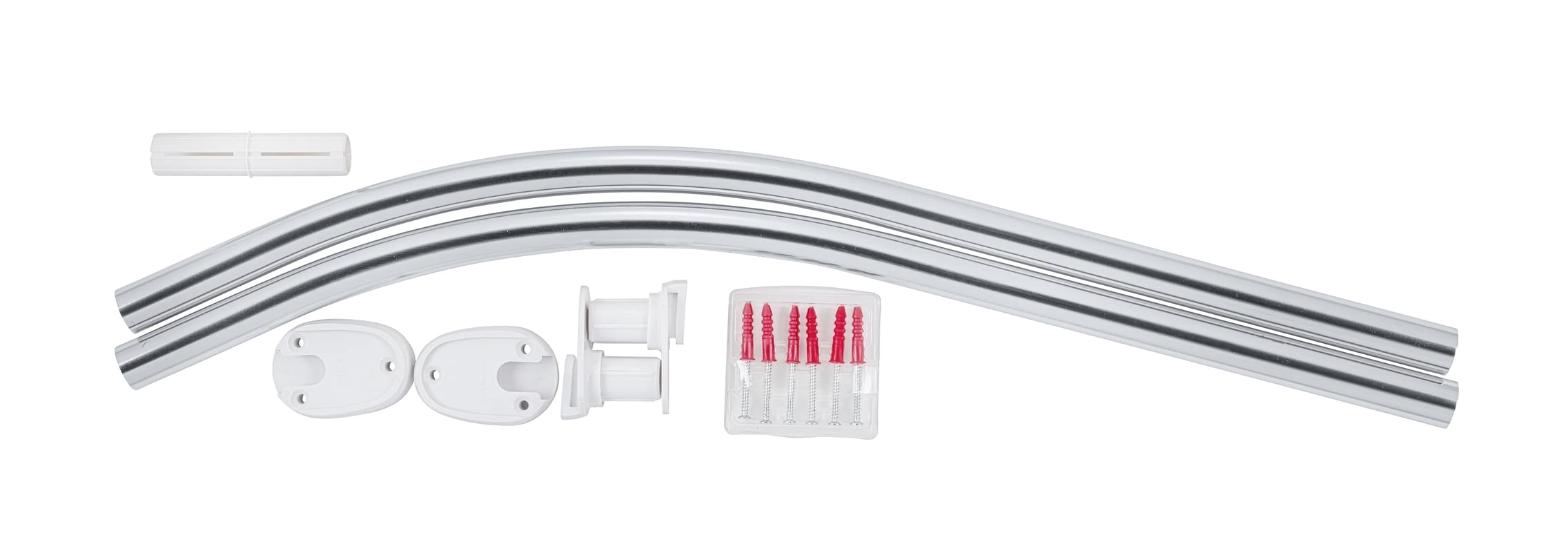 WENKO Bastone tenda doccia curvo chrome - variabile, Alluminio, 2.5 x 2.5 cm, Cromo