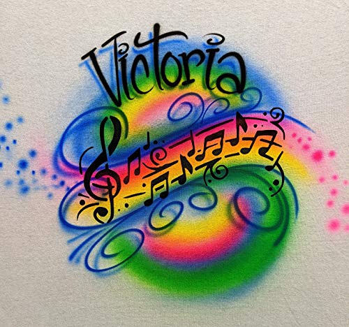 Airbrush Music Notes Name Design T Shirt