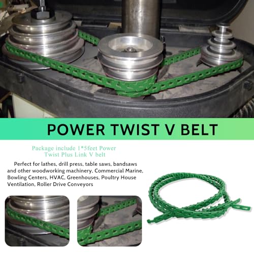 Image of 5FT Power Twist V-Belt 1 /2-Inch x 5 Feet A Type, Adjustable Link V-Belt for Lathes, Drill Press, Table Saws and Other Woodworking Tools,4L or A Profile, 1 /2 inch Width, 60 inch Length