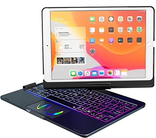 ProElite Rotatable Wireless Bluetooth TouchPad Keyboard flip case Cover for Apple iPad 10.2 inch 9th/8th/7th Generation, Built-in 7-Colors Backlit, Black ProElite Rotatable Wireless Bluetooth TouchPad Keyboard flip case Cover for Apple iPad 10.2 inch 9th/8th/7th Generation, Built-in 7-Colors Backlit, Black