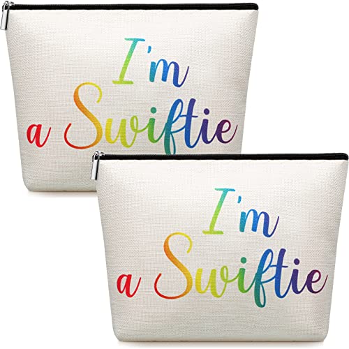 Oudain 2 Pieces Makeup Bag Music Lover Gifts for Women Canvas Cosmetic Bags I Am a Fans Zipper Cosmetic Pouch Graduation Birthday Gifts for Niece Sister Girls