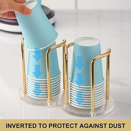 Dobbyby Disposable Paper Cup Dispenser Double Dixie Cup Holder Cup Organizer Storage Party Cup Dispenser Mouthwash Rinsing Cups Storage Holder Bathroom Kitchen Bar Counter Rustic Farmhouse Home #TOP5