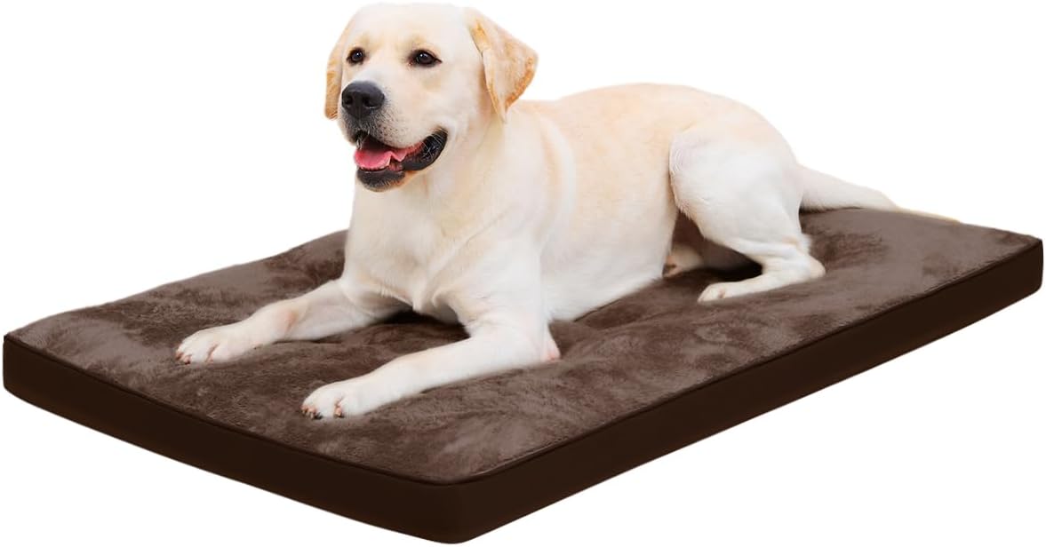 Dog Crate Bed for Large Size Dogs,Washable Dog Kennel Pad Ultra Soft Pet Sleeping Mat for Cages,Anti-Slip Bottom,35x22 inch,Brown 35.0 L x 22.0 W x 1.5 Th Brown