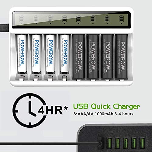 2800Mah Rechargeable Aa Batteries With Smart 8 Bay Battery Charger, Low Self Discharge Ni-Mh Double A Batteries, 8 Count #TOP5