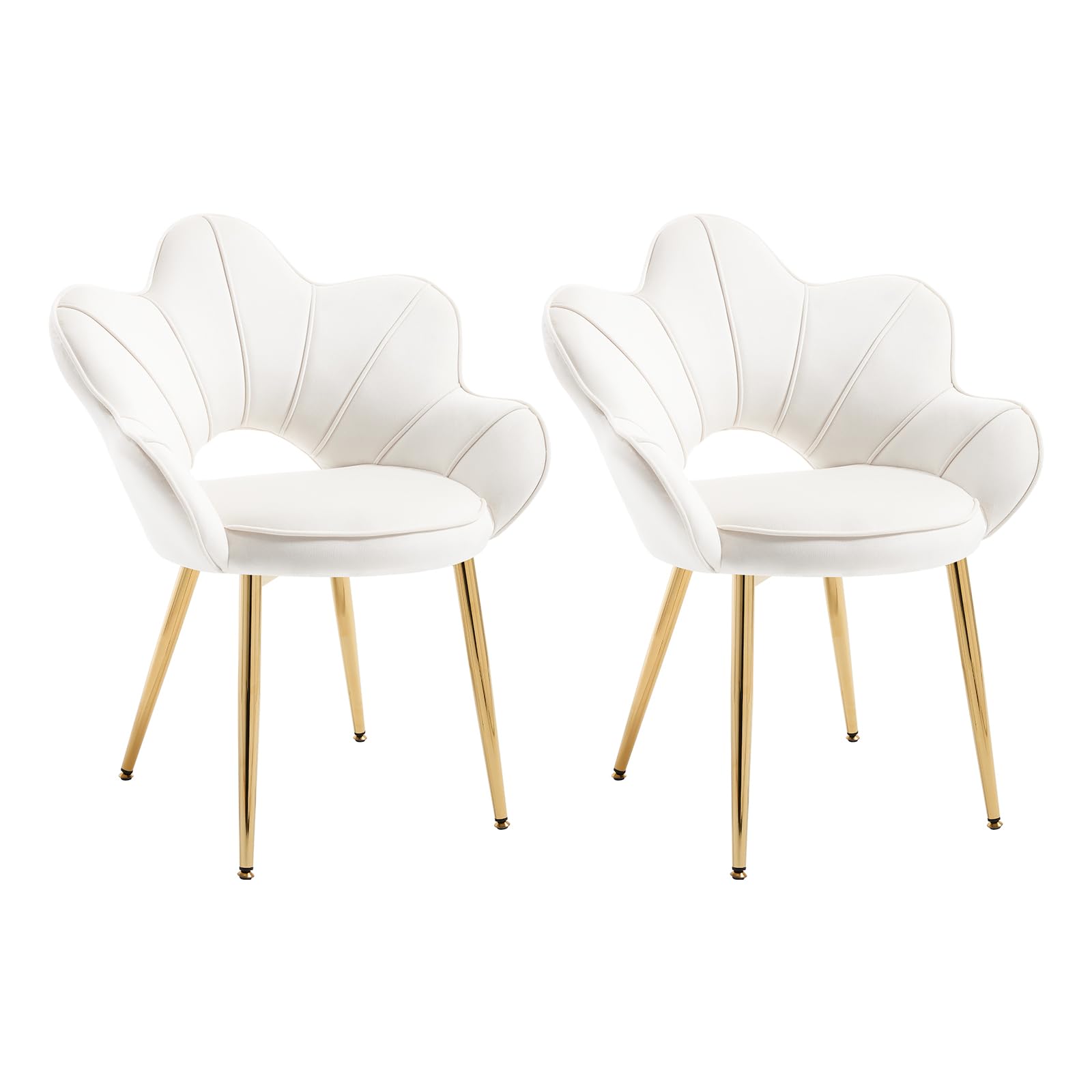 Set di 2 Sedie da Pranzo con Braccioli e Schienale,Bianco Crema | Poltrona Relax in Velluto,Sedie Cucina Moderna Poltrone da Salotto con Gambe in Metallo